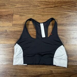 Fabletics On The Go Medium Impact Sports Bra Black White Women's Size XL